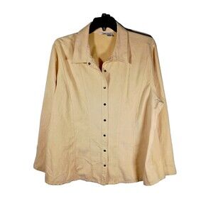 Cato Butter Yellow Faux Suede Shirt Jacket Shacket Pearl Snap Plus Size 22 / 24W